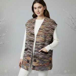 Free PEOPLE Layer Up Vest Wool and Sherpa Aztec print Reversible XS oversized